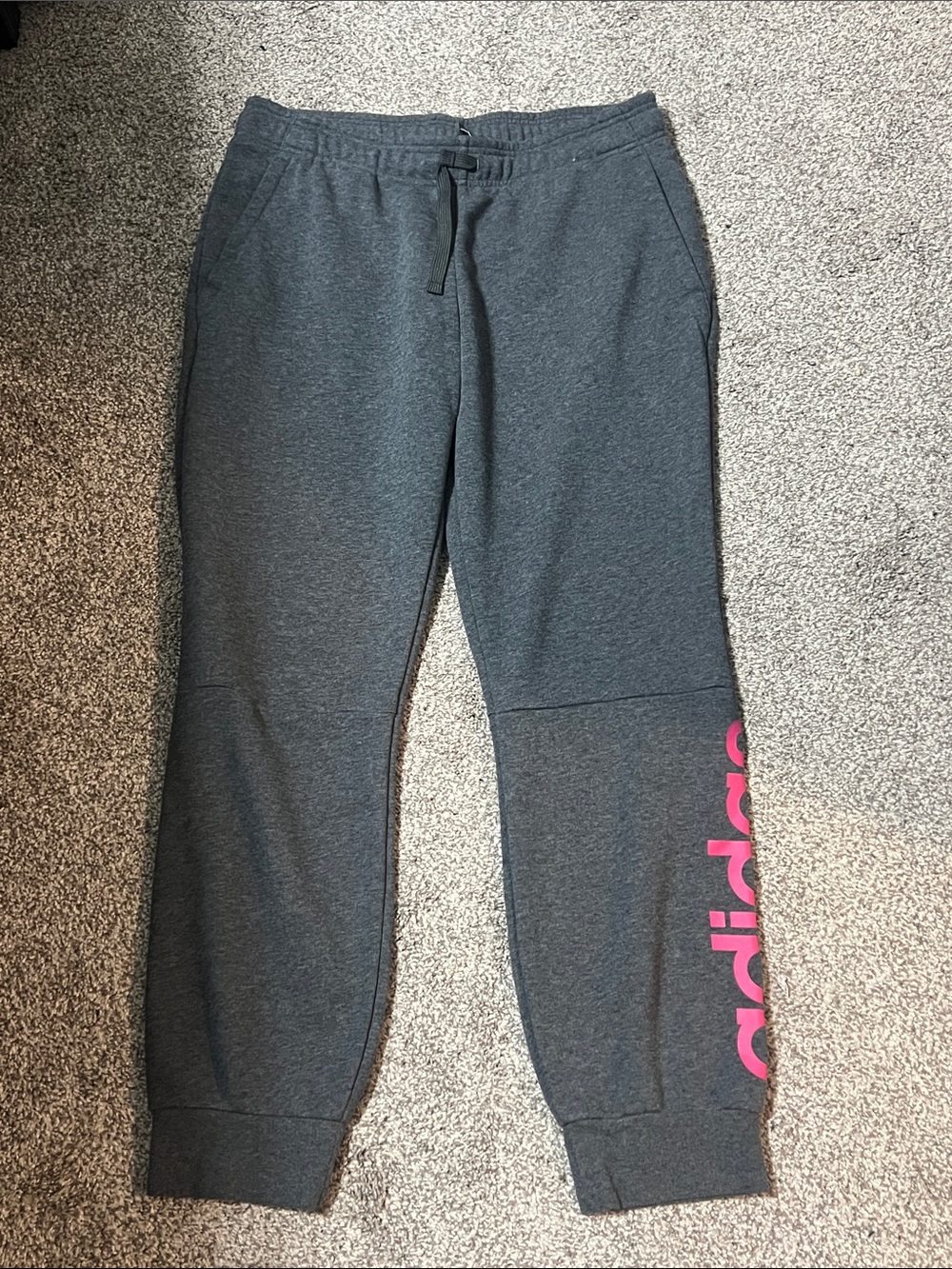 adidas Dark Gray women’s Sweatpants with Pink Side Logo